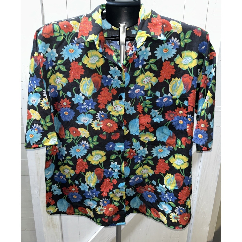 Possibly Handmade Women's Button Up Blouse Floral See Measurements For Sizing